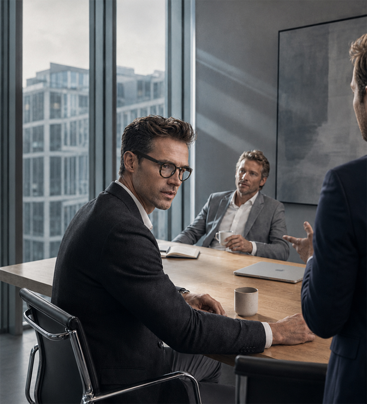 Ever Harbour glasses during a business meeting